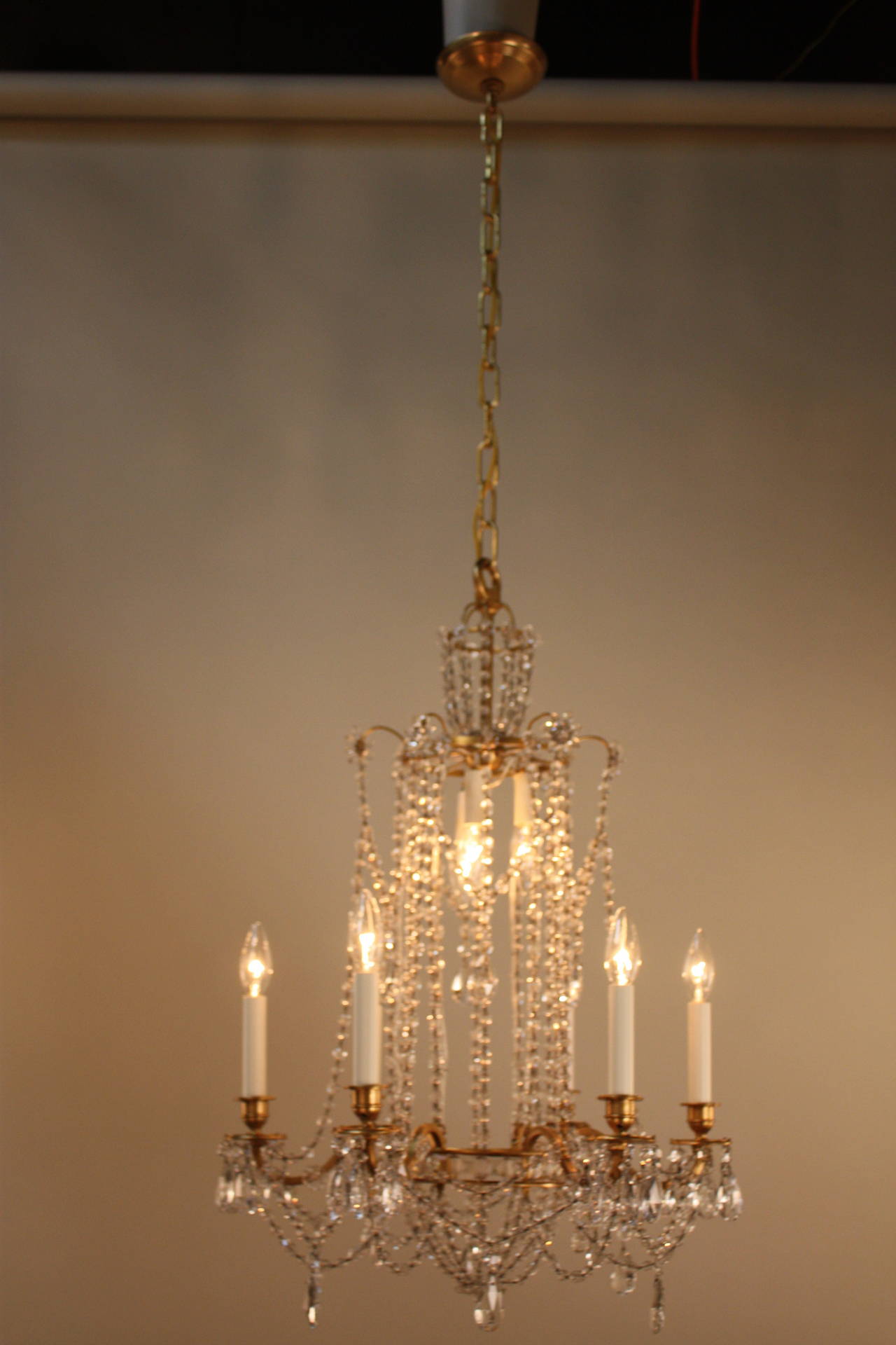 French Crystal Art Deco Chandelier