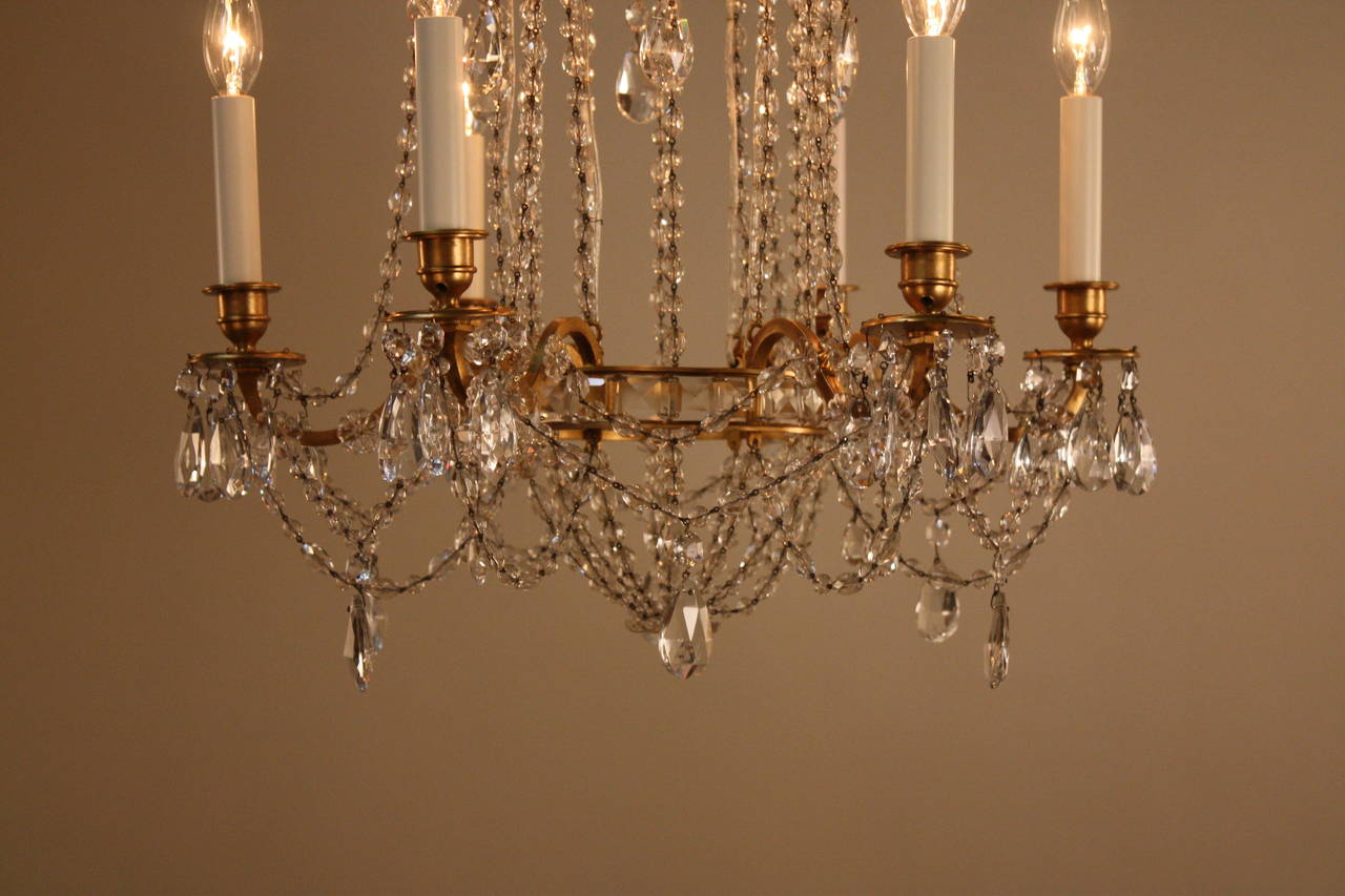 Crystal Art Deco Chandelier In Good Condition In Fairfax, VA