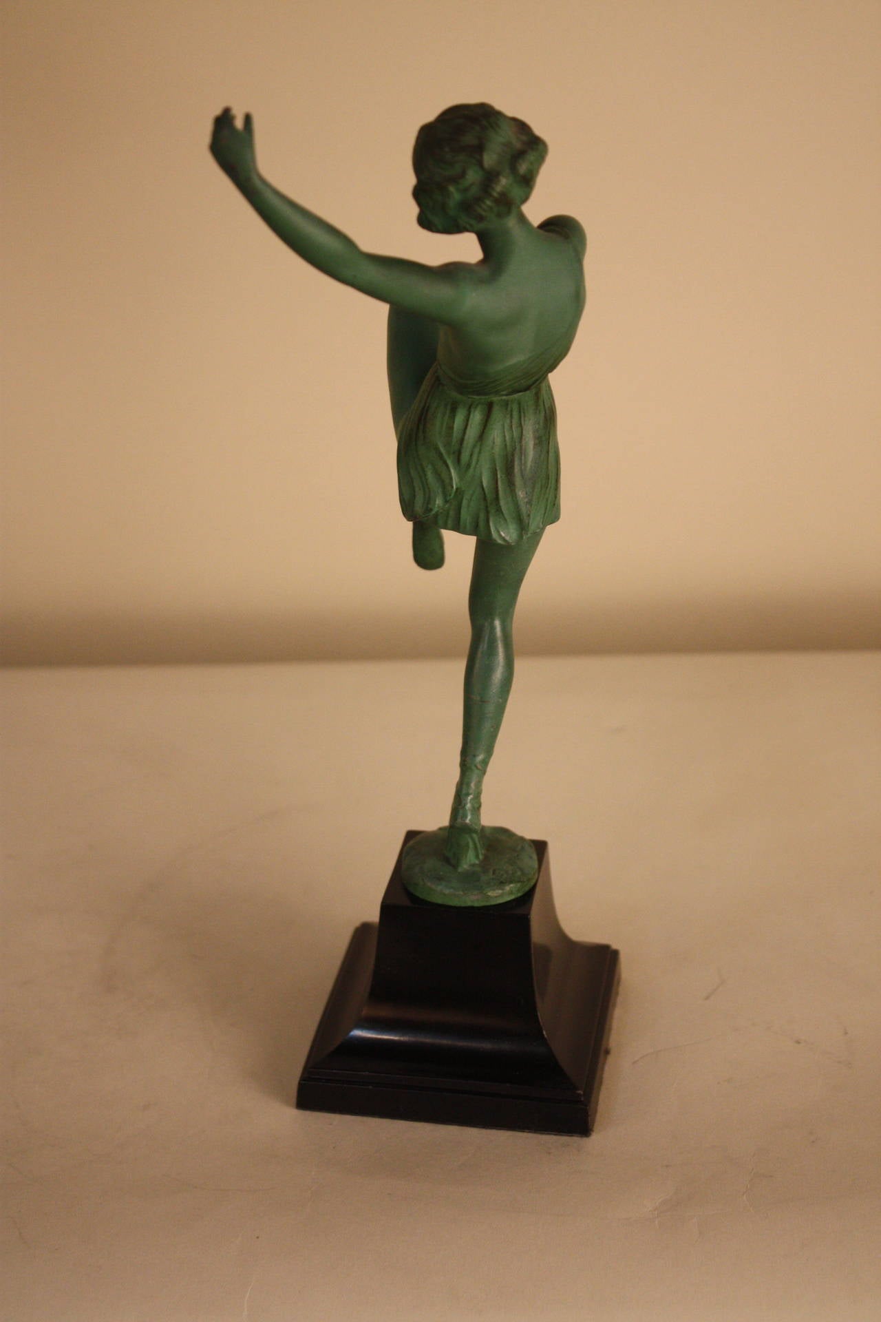 Painted Art Deco Hoop Dancer Statue by Briand