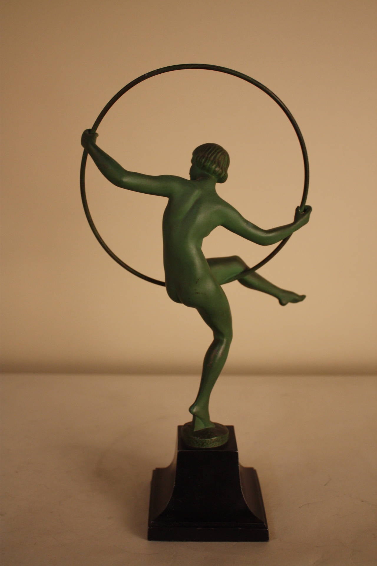 Early 20th Century Art Deco Hoop Dancer Statue by Briand