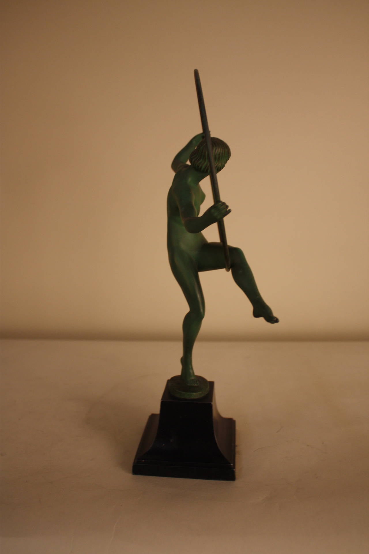 Spelter Art Deco Hoop Dancer Statue by Briand