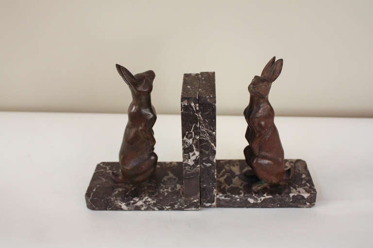 Pair of Bronze Rabbit Bookends at 1stdibs