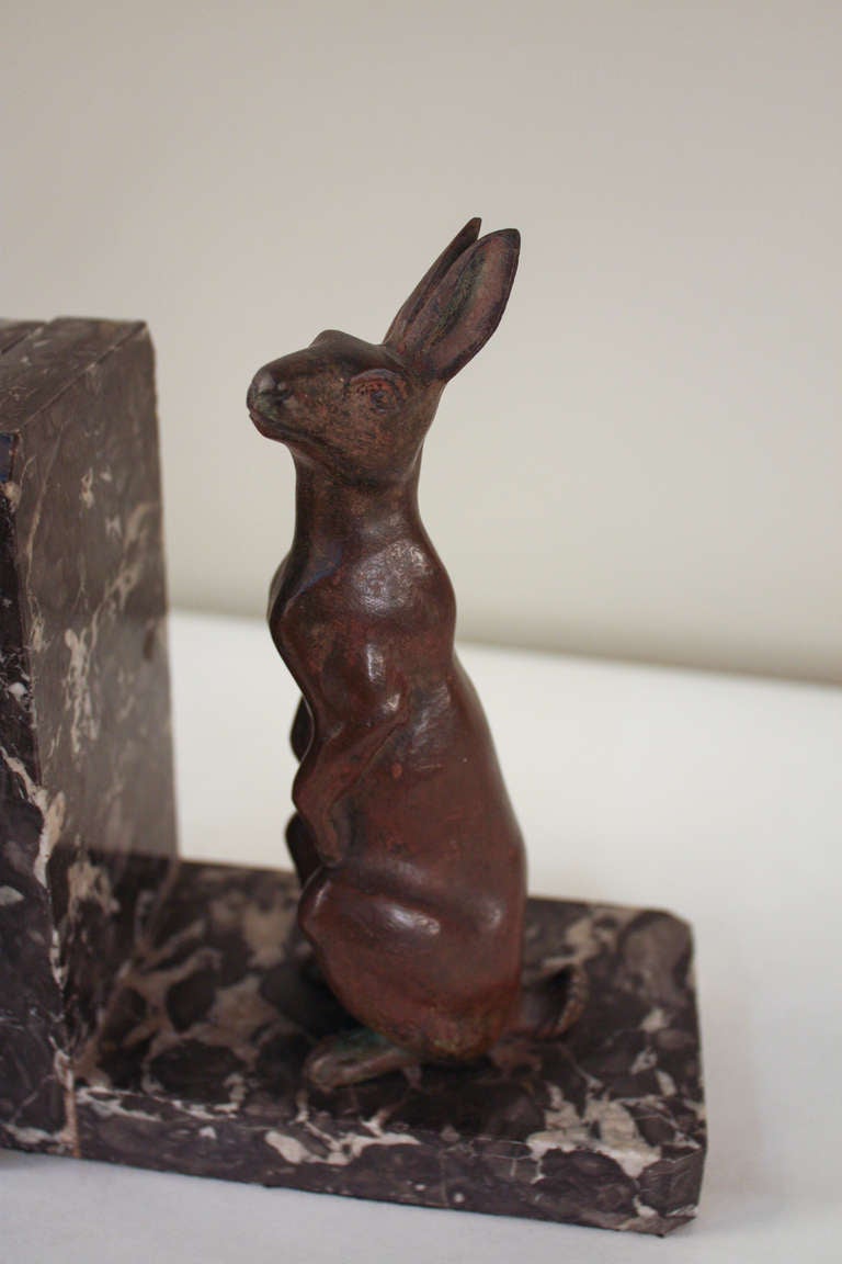 Pair of Bronze Rabbit Bookends at 1stdibs