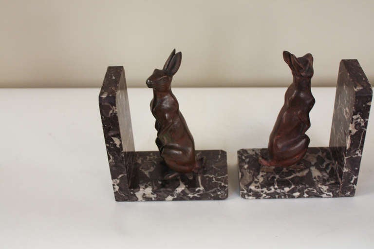 Pair of Bronze Rabbit Bookends at 1stdibs