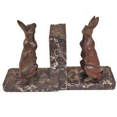 Pair of Bronze Rabbit Bookends