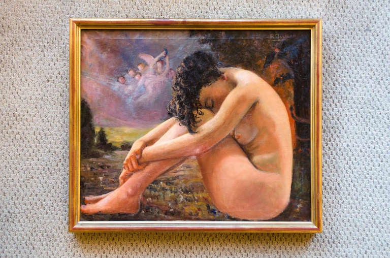 Oil on Canvas Painting of Nude Woman In Good Condition In Fairfax, VA