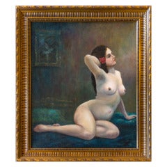 Oil on Canvas Painting of Nude Woman