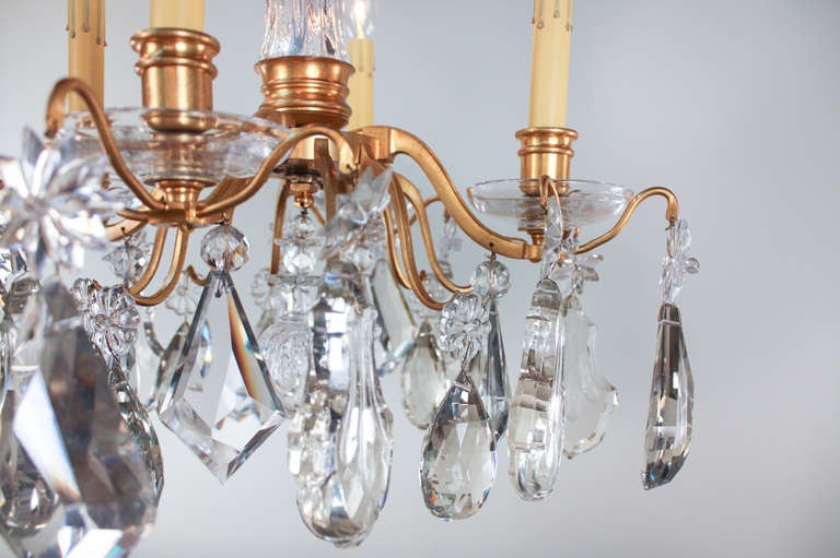 Mid-20th Century Mid-Century Crystal and Gilt Bronze Chandelier