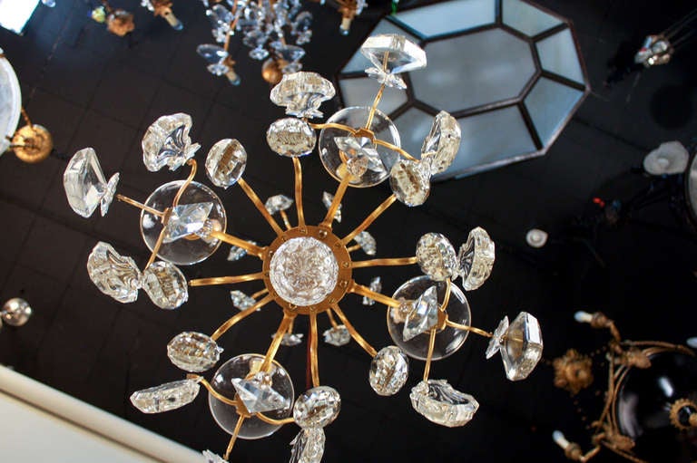 Mid-Century Crystal and Gilt Bronze Chandelier 3