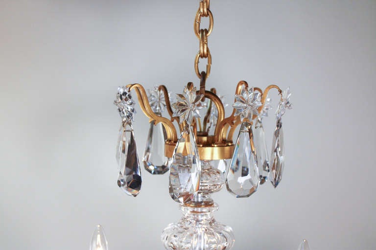 Mid-Century Crystal and Gilt Bronze Chandelier 2
