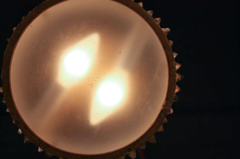 Mid-20th Century Art Deco Gold Leaf Flush Mount Light