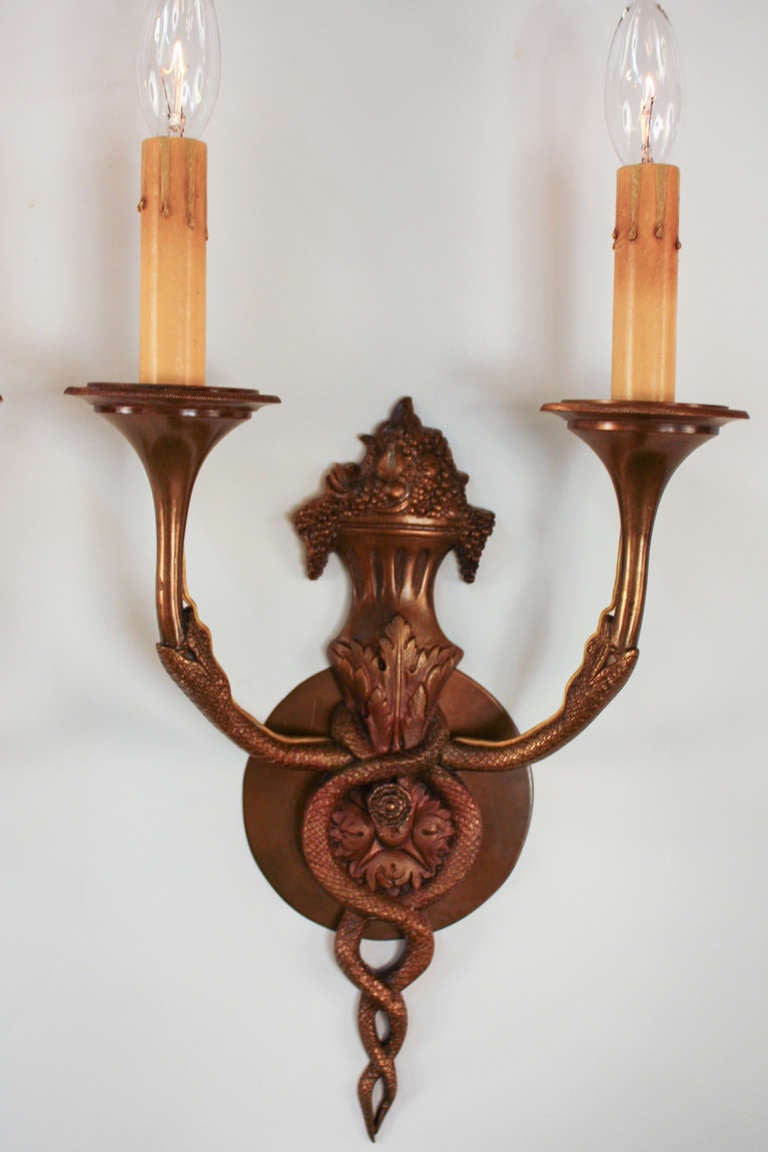 French Pair of 1920's Art Deco Wall Sconces