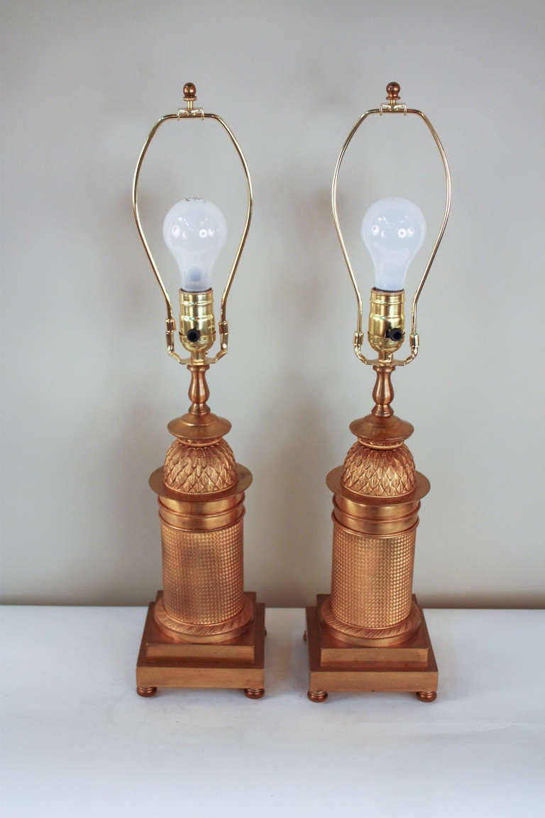 French 19th c. Bronze Dore Table Lamps