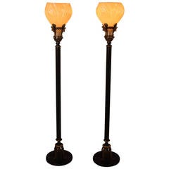 Pair of American Torchiere Floor Lamps