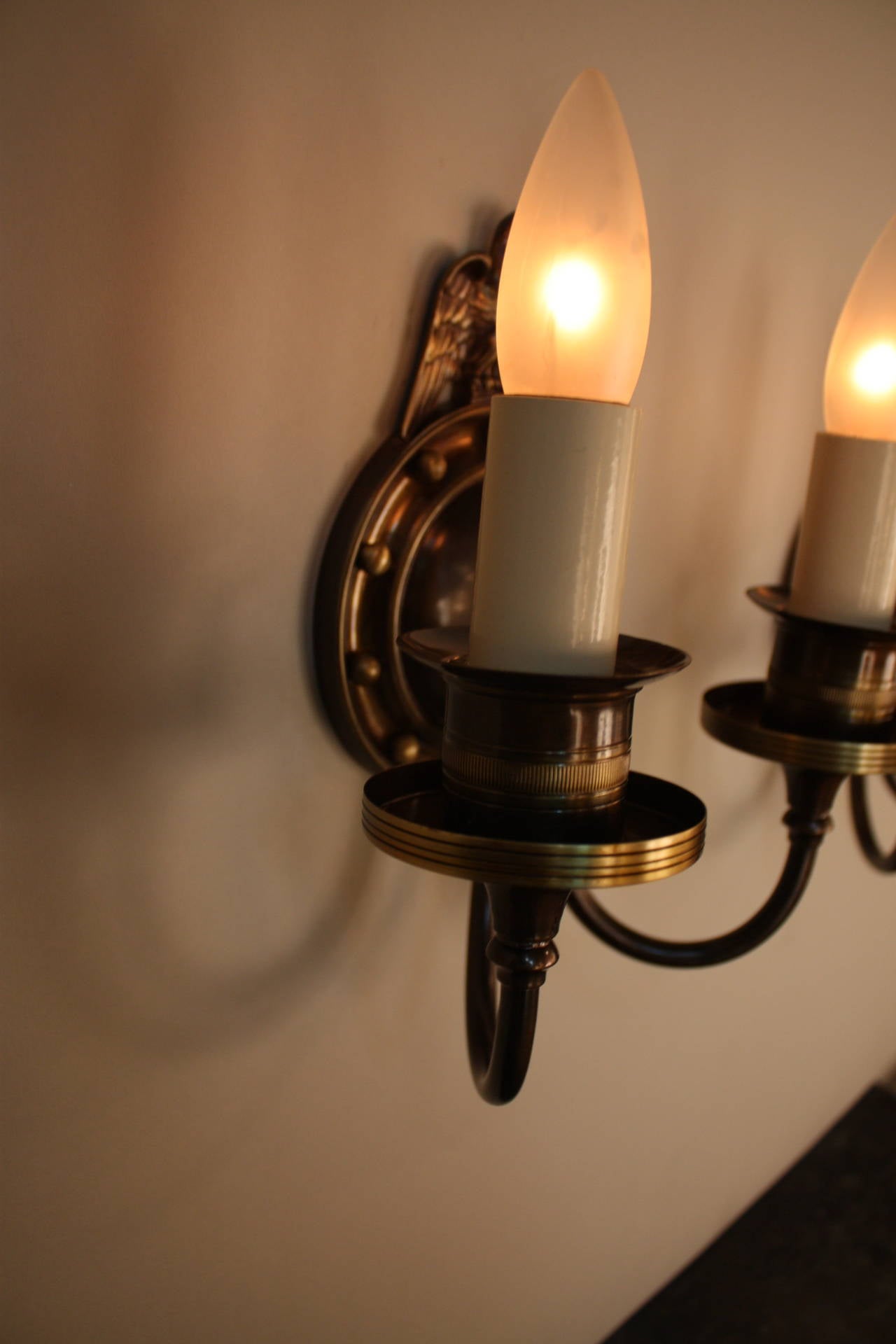 American Bronze Wall Sconces by Lightolier In Good Condition In Fairfax, VA