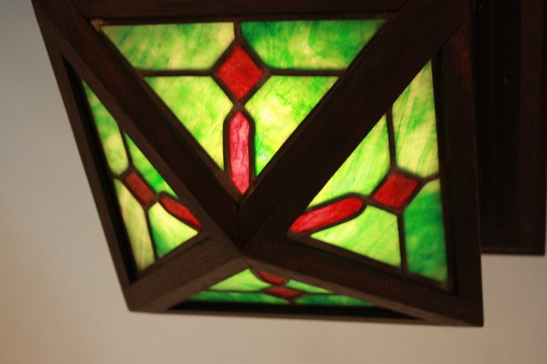 Arts and Crafts American Stained Glass Mission / Arts & Crafts Ceiling Light