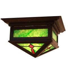 American Stained Glass Mission / Arts & Crafts Ceiling Light