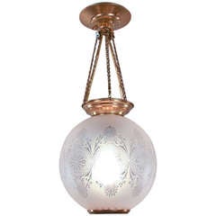 Antique 19th c. Etched Glass Hanging Lantern
