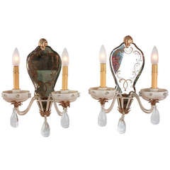 Pair of Mirror Back Wall Sconces