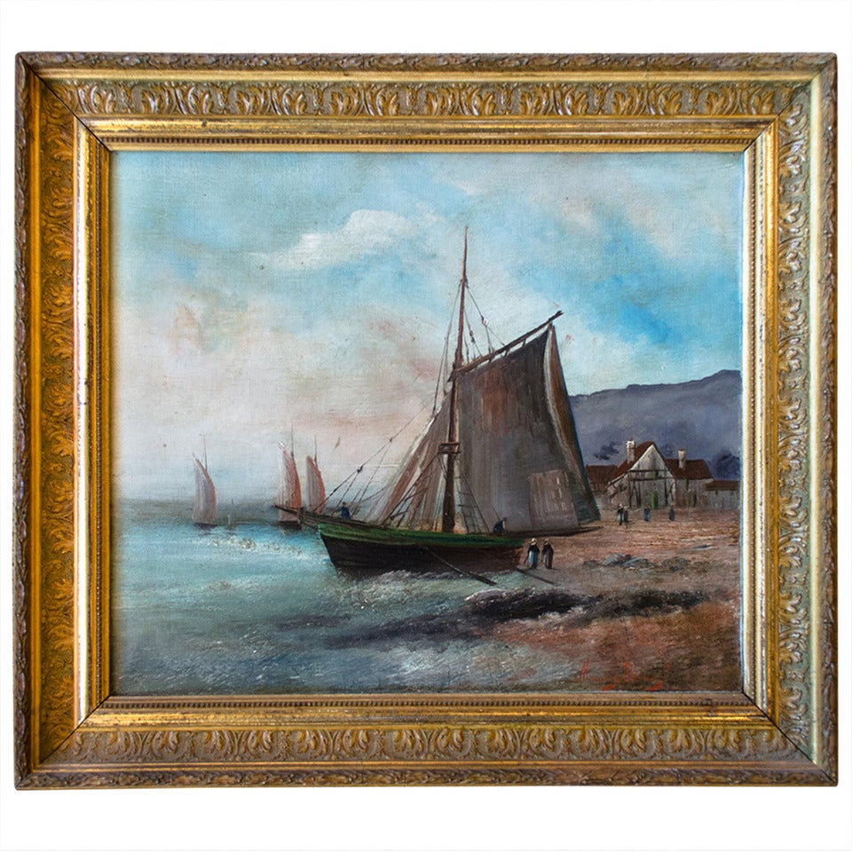 Sailboat Oil on Canvas Painting