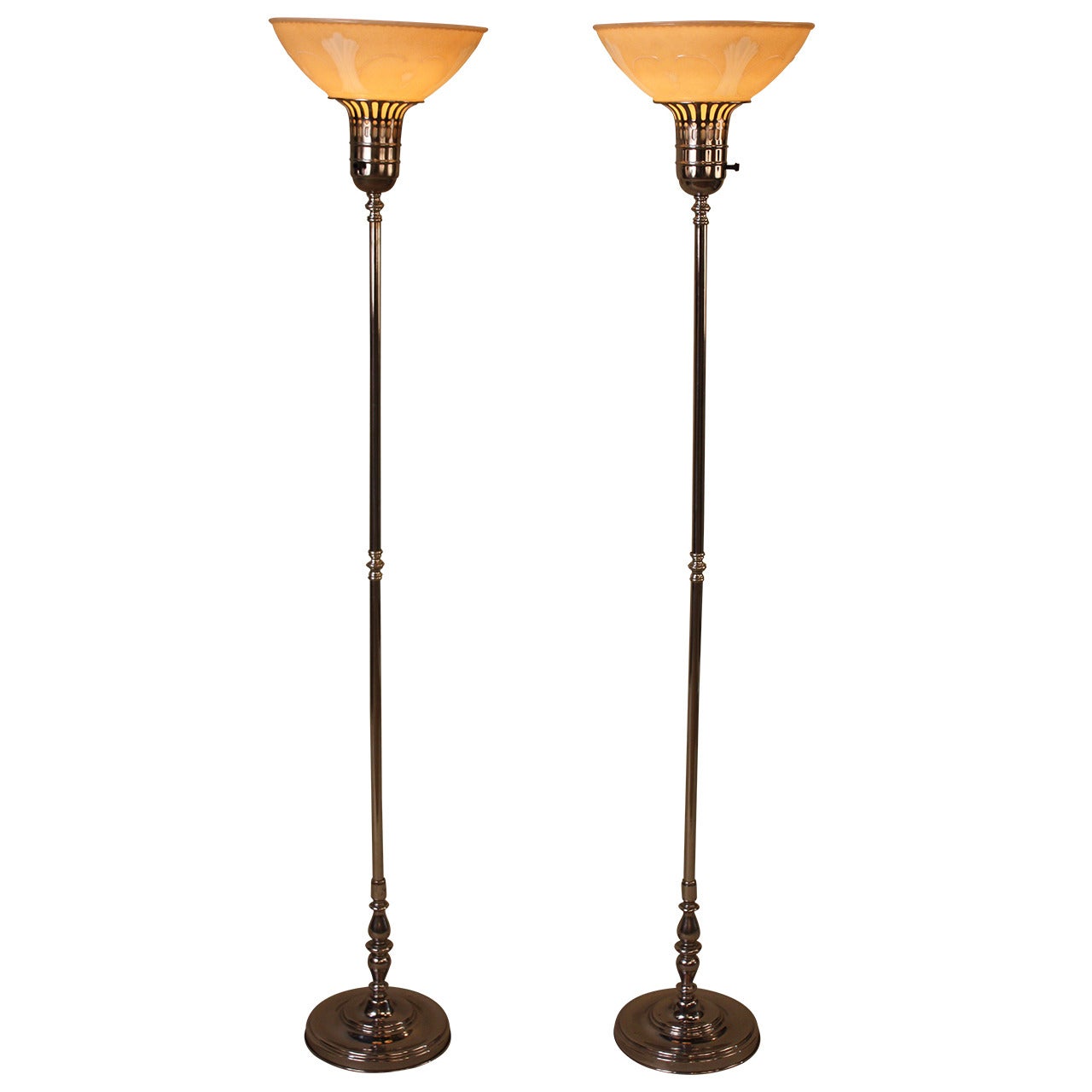 Pair of Art Deco Torchiere Floor Lamps