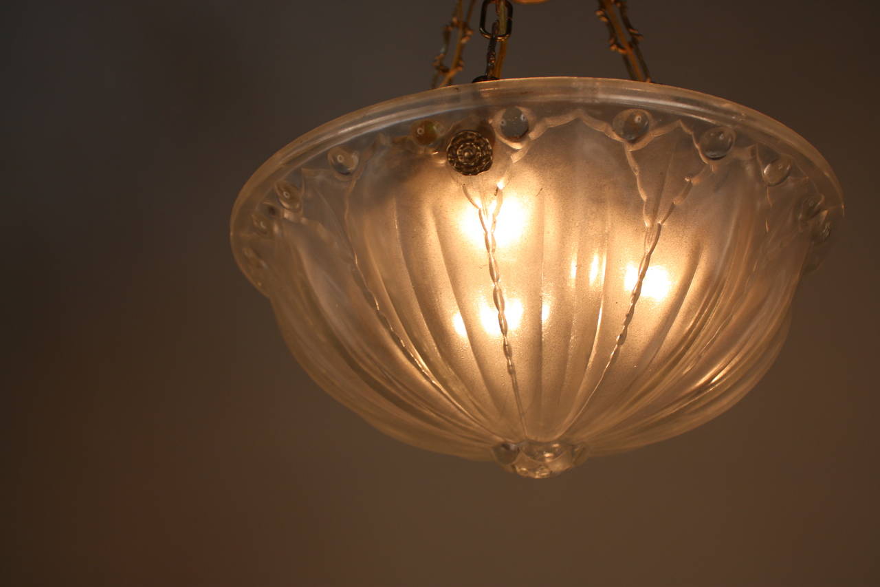 French Art Deco Pendant Light In Good Condition In Fairfax, VA
