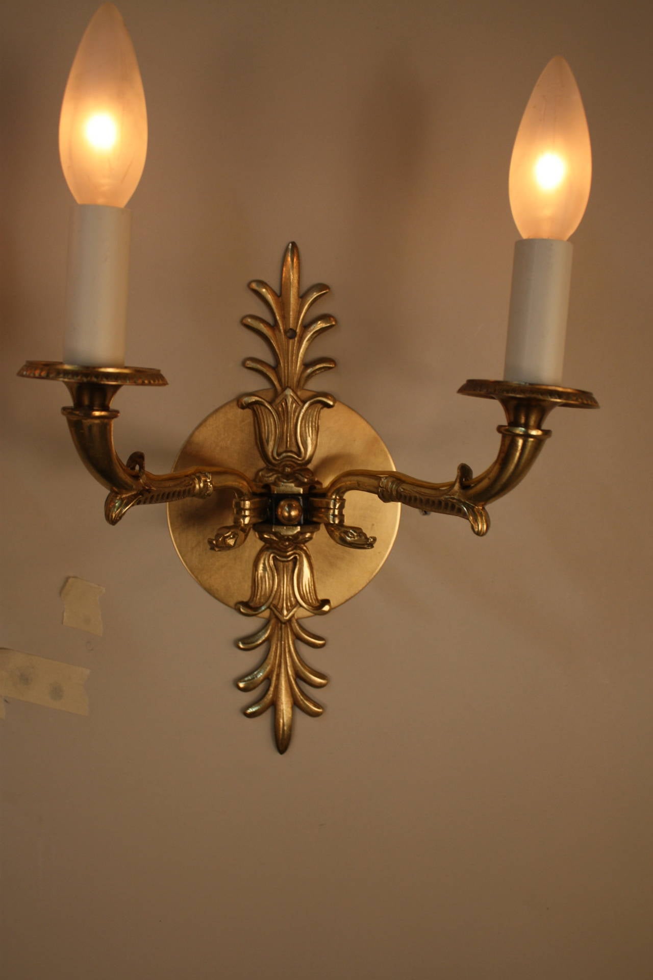 Empire Pair of 1930s Bronze Wall Sconces