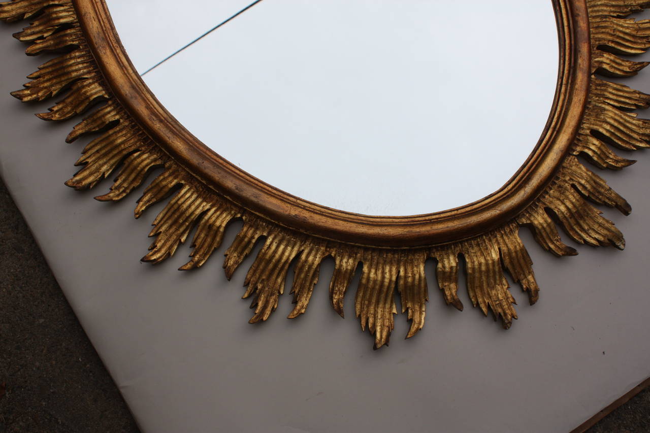 Mid-20th Century French Giltwood Sun Mirror