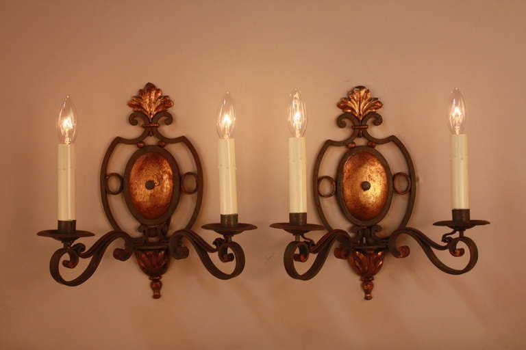 Pair Of French Iron Wall Sconces