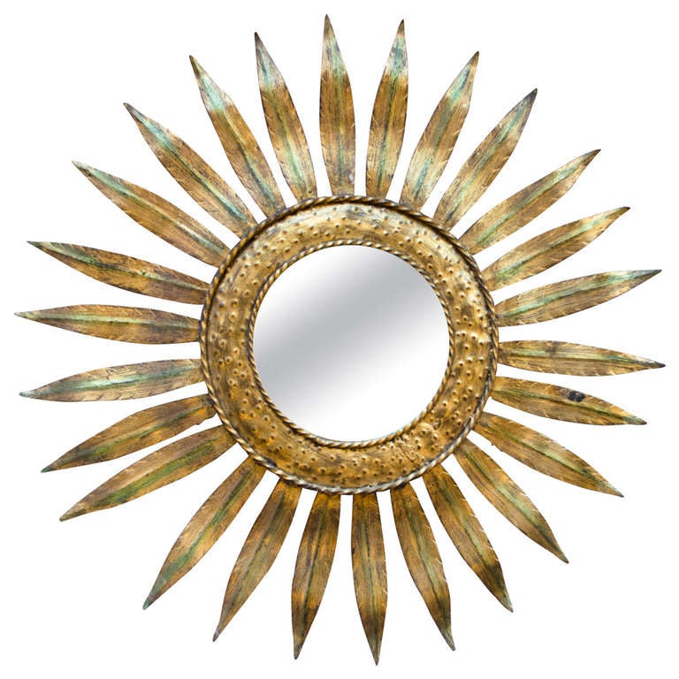 Gold Leaf Sunburst Mirror at 1stdibs