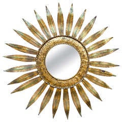 Vintage Gold Leaf Sunburst Mirror