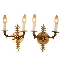 Pair of 1930s Bronze Wall Sconces