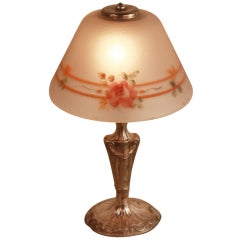 American Painted Glass Table Lamp
