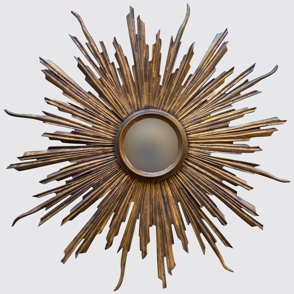 Convex Art Deco Sunburst Wall Mirror