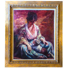 Mother and Child Painting by Gonzalez Carbonell