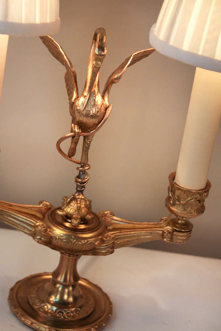 19th c. Bronze Candelabra Table Lamp In Good Condition In Fairfax, VA