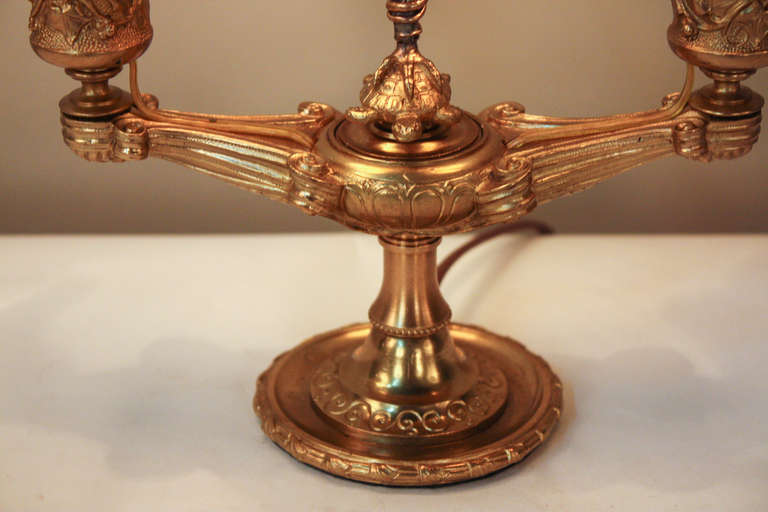 19th Century 19th c. Bronze Candelabra Table Lamp