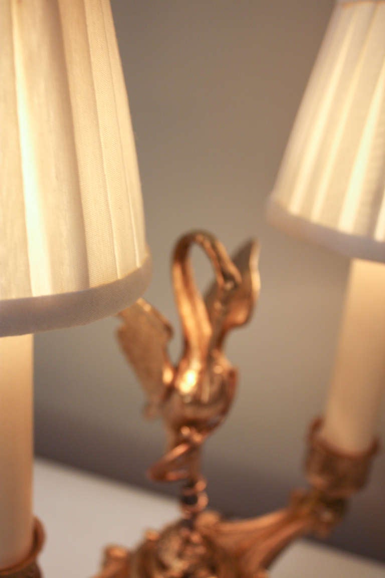 19th c. Bronze Candelabra Table Lamp 2