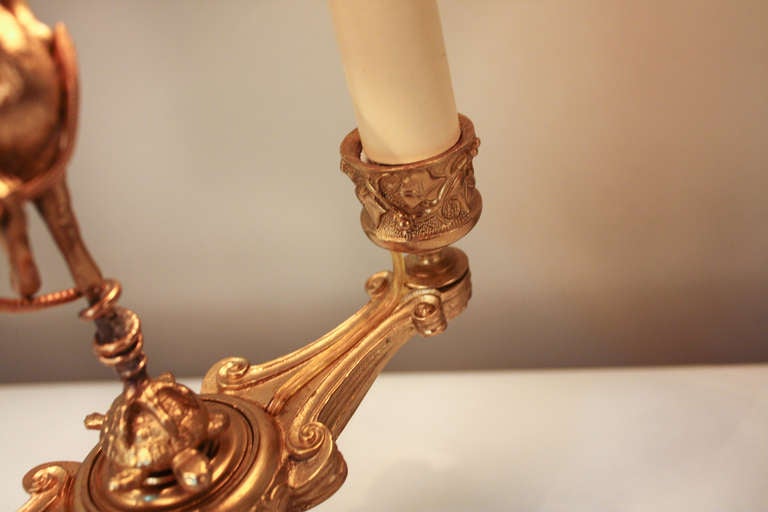 19th c. Bronze Candelabra Table Lamp 3
