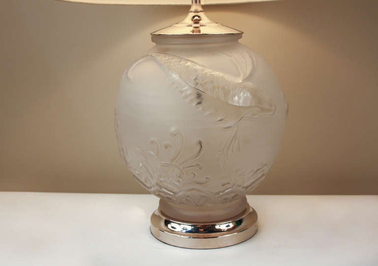 Art Deco Satin Glass Koi Fish Table Lamp 1