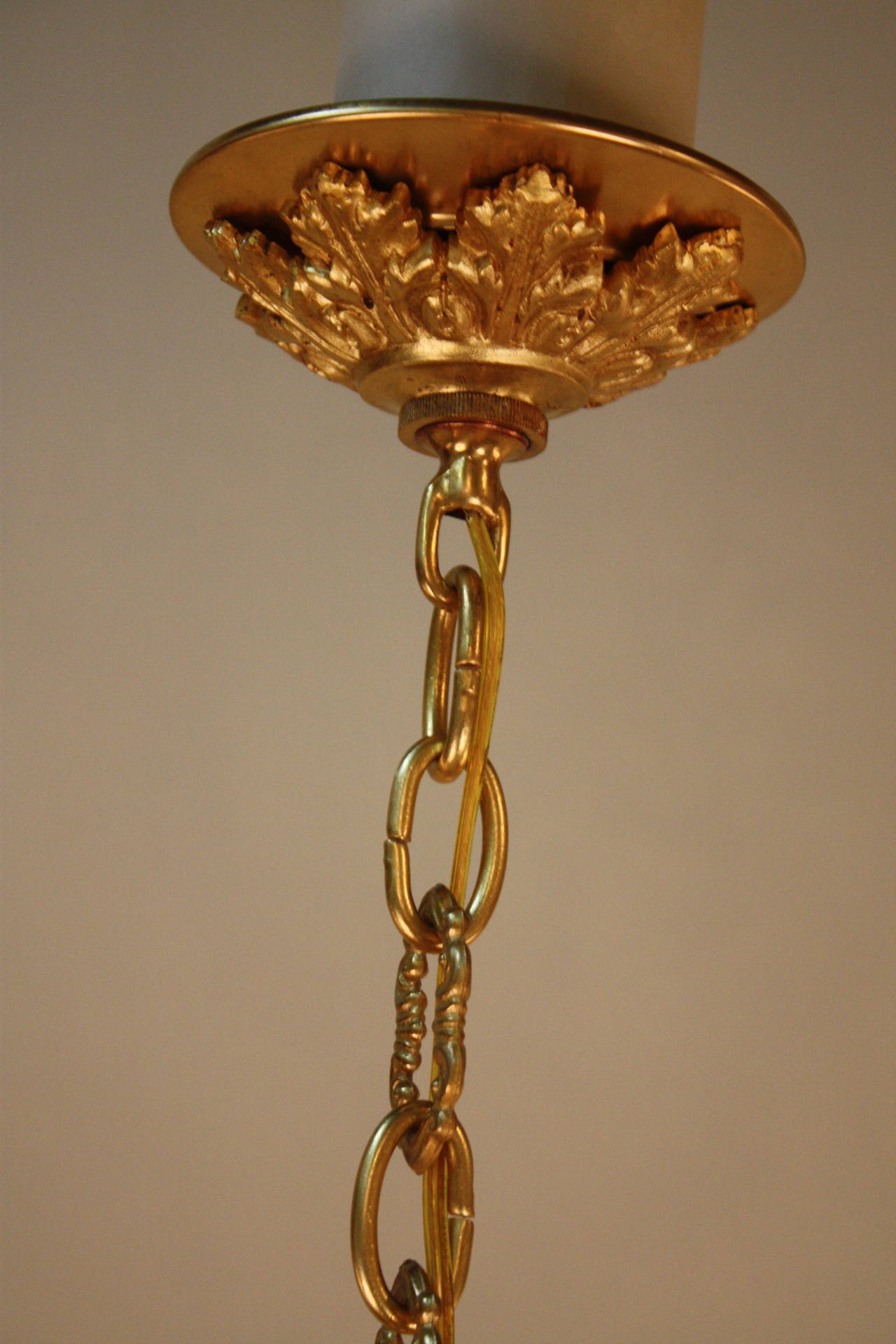 Early 20th Century Gilt Bronze Palm Tree Chandelier or Flush Mount