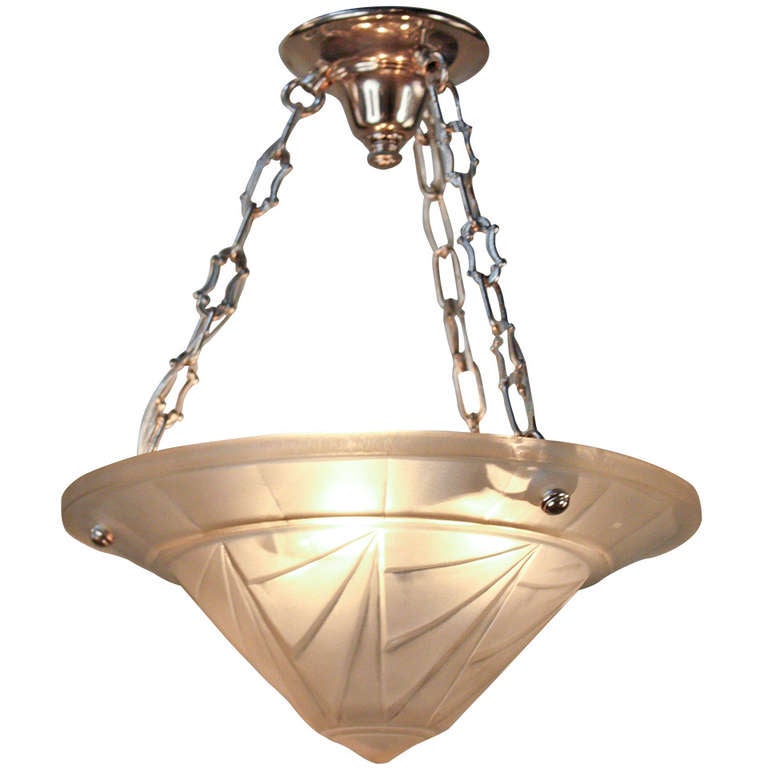 1930's Art Deco Hanging Light Fixture by Jean Noverdy at 1stDibs