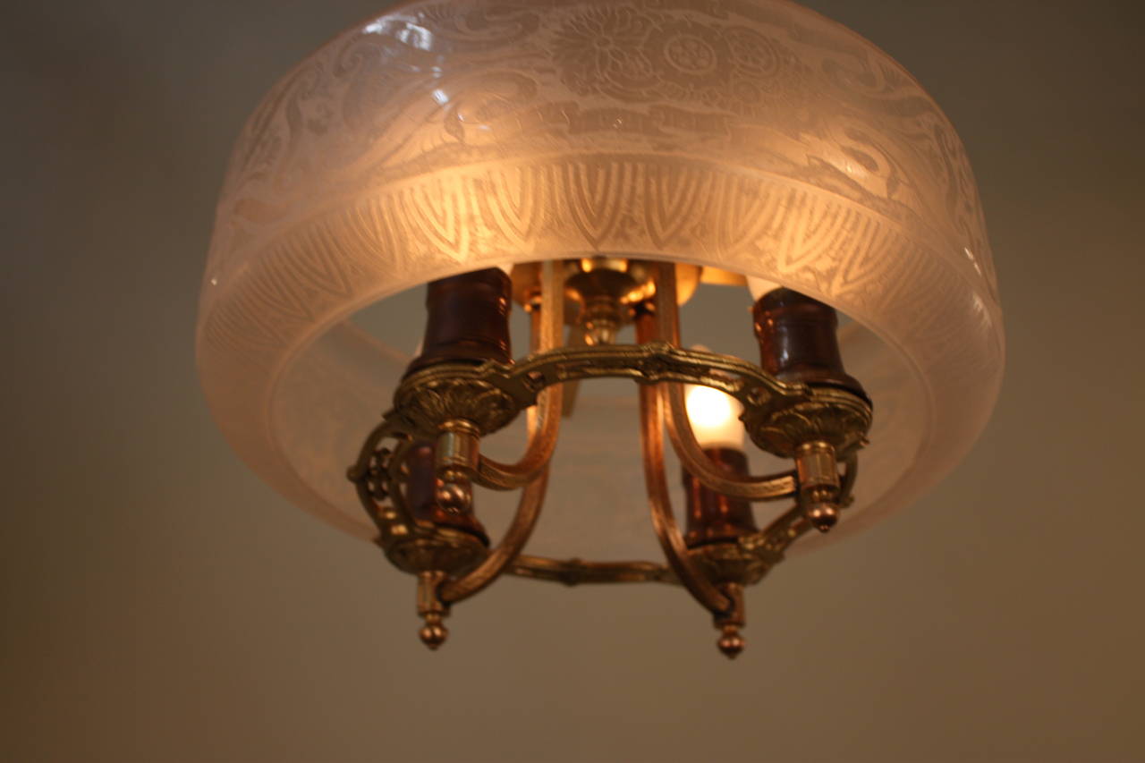 Art Deco American Flush Mount Chandelier by Lightolier