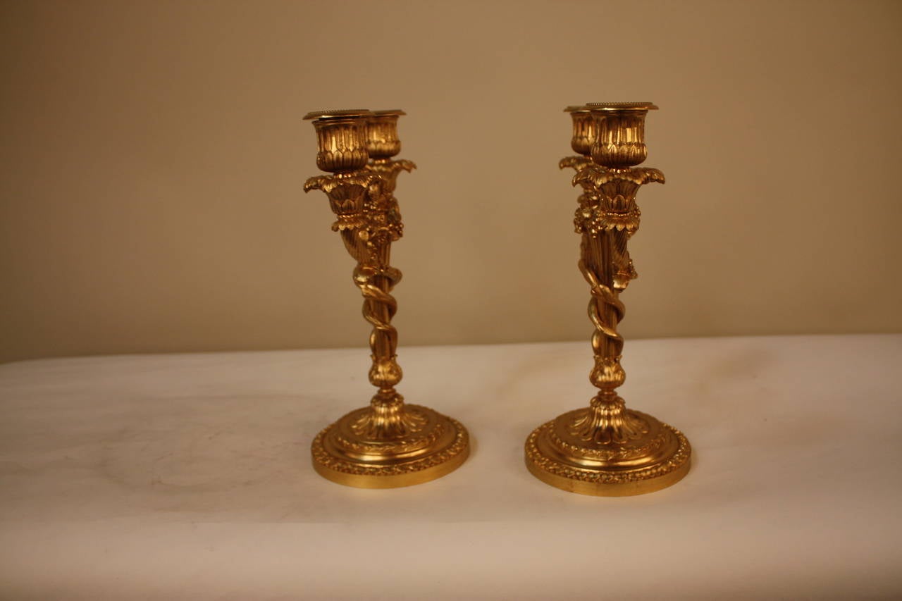 Great pair of double candle light in superb quality French candelabrum.