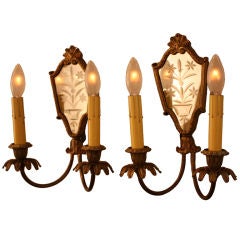 Pair Of Italian Mirror Back Wall Sconces