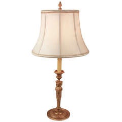 19th c. Art Nouveau Gilt Bronze Lamp
