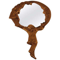 Gilt Bronze Jester Hand Mirror