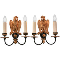 Vintage Pair of 1930's Eagle Wall Sconces