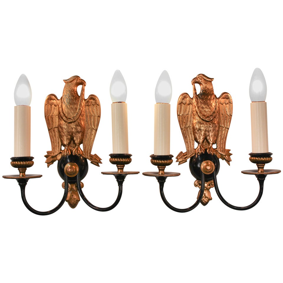 Pair of 1930's Eagle Wall Sconces