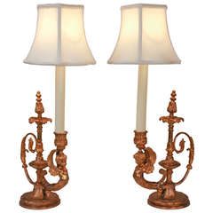 Pair of 19th Century Candlestick Table Lamps